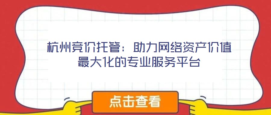 杭州競價托管：助力網(wǎng)絡(luò)資產(chǎn)價值最大化的專業(yè)服務(wù)平臺