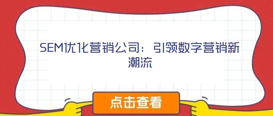 SEM優化營銷公司:引領數字營銷新潮流