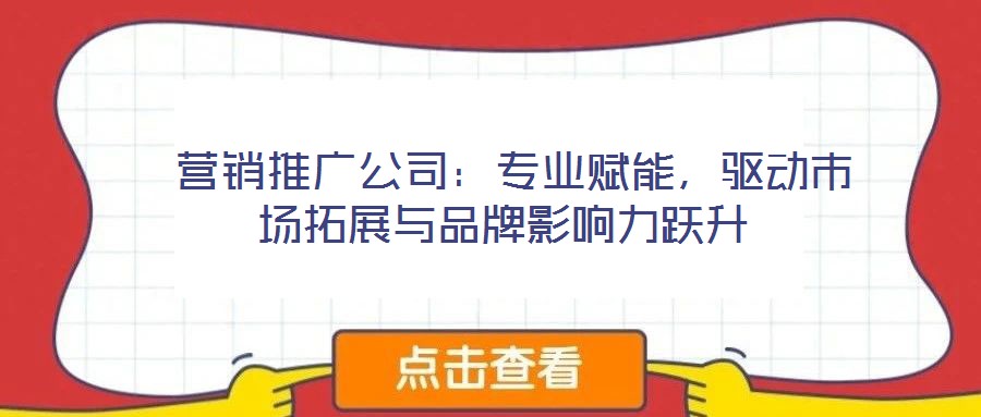 營銷推廣公司:專業(yè)賦能,驅(qū)動(dòng)市場(chǎng)拓展與品牌影響力躍升