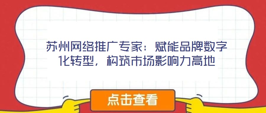 蘇州網(wǎng)絡(luò)推廣專家:賦能品牌數(shù)字化轉(zhuǎn)型,構(gòu)筑市場影響力高地