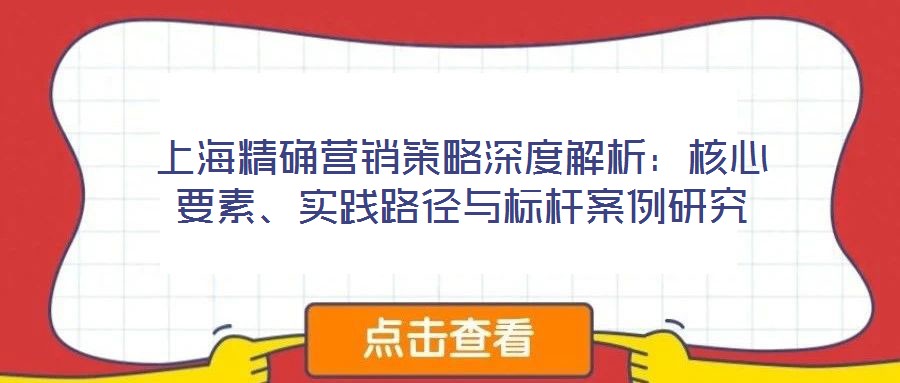 上海精確營銷策略深度解析:核心要素、實(shí)踐路徑與標(biāo)桿案例研究