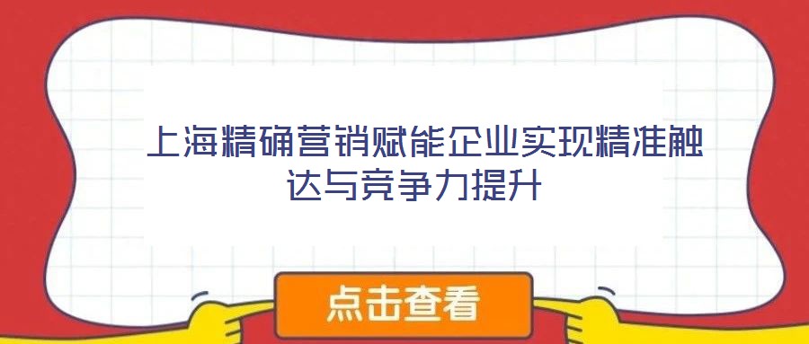 上海精確營銷賦能企業(yè)實現(xiàn)精準(zhǔn)觸達(dá)與競爭力提升