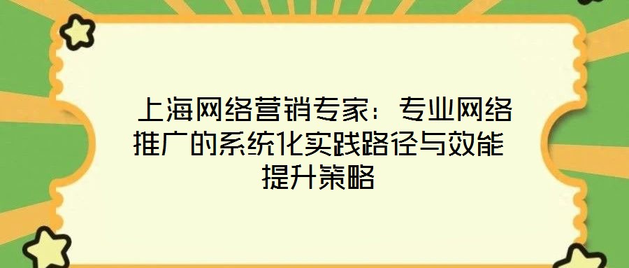 上海網絡營銷專家:專業網絡推廣的系統化實踐路徑與效能提升策略
