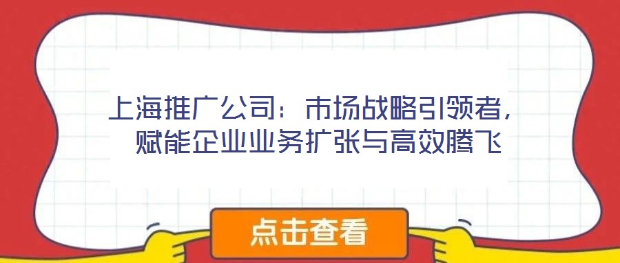 上海推廣公司:市場戰略引領者,賦能企業業務擴張與高效騰飛