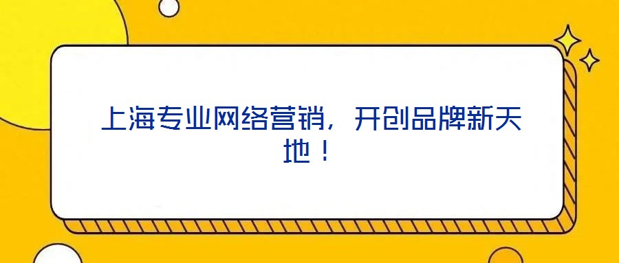 上海專業(yè)網(wǎng)絡(luò)營(yíng)銷,開創(chuàng)品牌新天地!